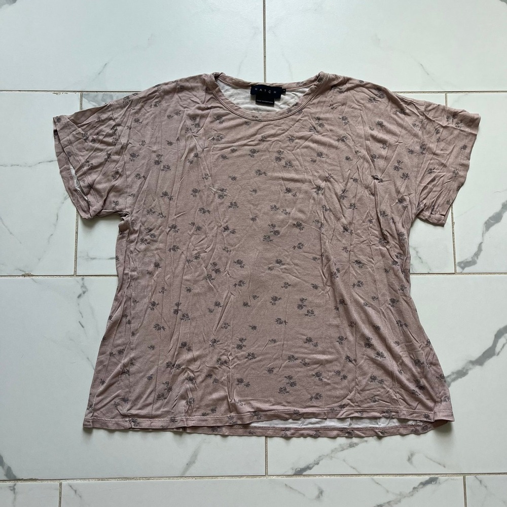 HATCH beige floral comfort lounge tshirt sz 1/small